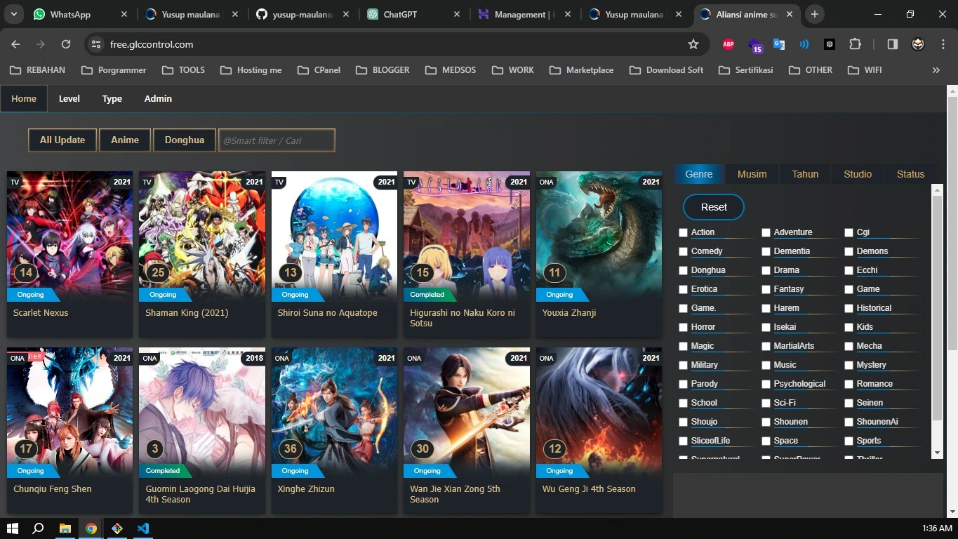 Website Video Anime yang sedang dikembangkan